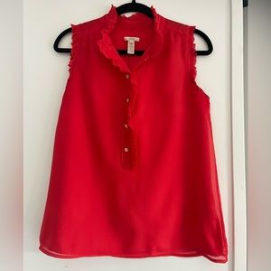 J. Crew red short sleeve button blouse size 0
